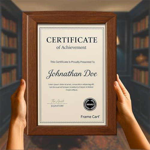 Frame Cart A4 Size Photo Frame for Certificate - Wall Photo Frame for Portraits, Documents for Living Room, Home and Office Decorations - 8x12 Inches (Pack of 1, Brown) - Image 4