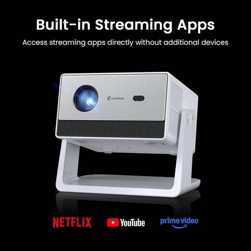 HAPPRUN 1500 ANSI Smart Projector - 4K Full HD Home Theater with Built-in Apps, Dolby Sound, WiFi & Bluetooth - Image 2