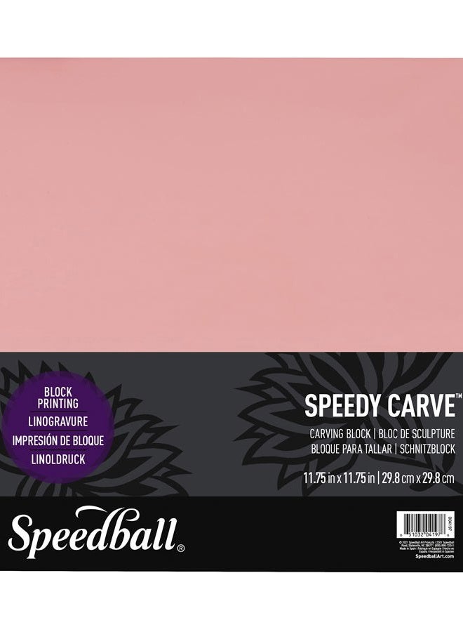 Speedball Speedy-Carve Block Printing Carving Block, Square, Pink, 11-3/4 x 11-3/4 Inches, Linoleum for Printmaking - Image 1