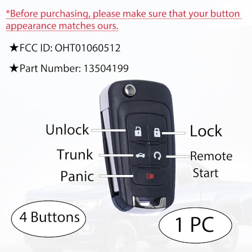 MechanMagic Key Fob Case Cover Replacement Fits for Chevy Cruze Camaro Impala Equinox GMC Terrain Buick Regal Lacrosse 2010 2011 2012 2013 2014 2015-2017 Keyless Entry Remote Control Key Fob Shell - Image 3