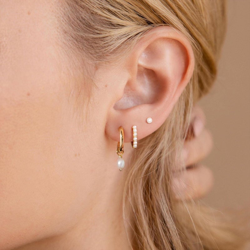 VRIUA Pearl Earrings for Women - 14K Gold Plated Stacks Earring Dainty Pearl Drop Earrings Set Hypoallergenic Earring for Women Trendy Jewelry - Image 5