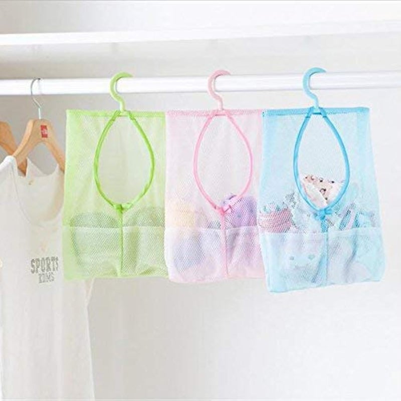Gopendra Gopendra Colorful Hanging Mesh Bag Bathroom Storage Organizer Hamper Bag Closet Rack Clothes Clip Collection Bag Laundry Bag Pinch Net Pouch 2Pcs Multicolor - Image 1