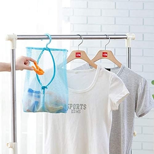 Gopendra Gopendra Colorful Hanging Mesh Bag Bathroom Storage Organizer Hamper Bag Closet Rack Clothes Clip Collection Bag Laundry Bag Pinch Net Pouch 2Pcs Multicolor - Image 3