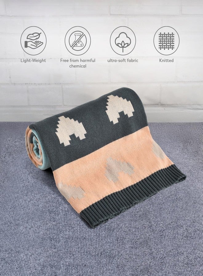 Mi Arcus Printed 100% Cotton Premium Ultra-Soft Knitted Mini Me Blanket for Baby Boys Girls 0-12 Months, 90x70 cm - Multicolor - Image 2