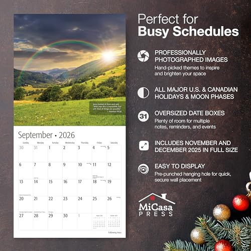 MICASA PRESS Christian Wall Calendar 2026 | Following Jesus with Bible Verses | 12 Month | 12" x 24" Open | Thick & Sturdy Paper | Holiday Gift | Religious Scripture Christian Calendar 2026 - Image 5
