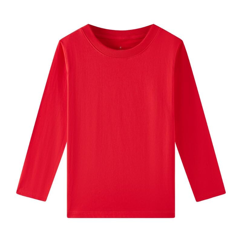 Huata Boys Girls Long Sleeve T-Shirt Unisex Crewneck Tee 2 Packs(Red,7) - Image 4