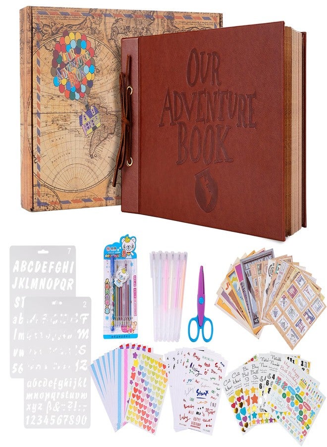 Tpudn Adventure Book Scrapbook Photo Album 80 Pages Retro Leather Cover Memory Book with Luxury DIY Accessories Kit,Exquisite Box Gift Couples Weddings,Travelling,Christmas Day - Image 1