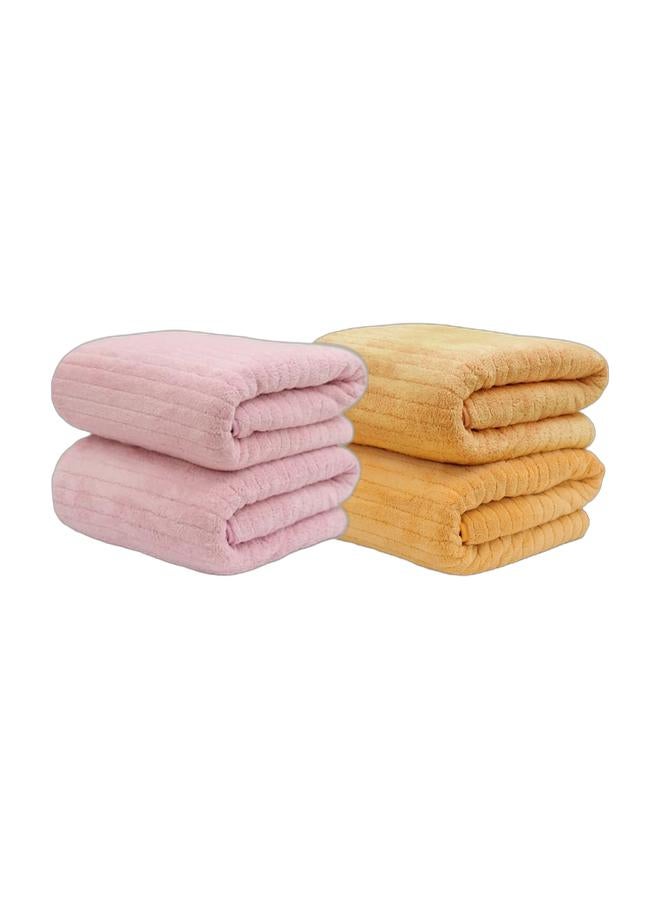 QUARRYUS Microfiber Towel 90x160 cm 2 PCS Bath Towel Microfiber Soft, Durable and Light Weight Bundle（pink+yellow） - Image 1