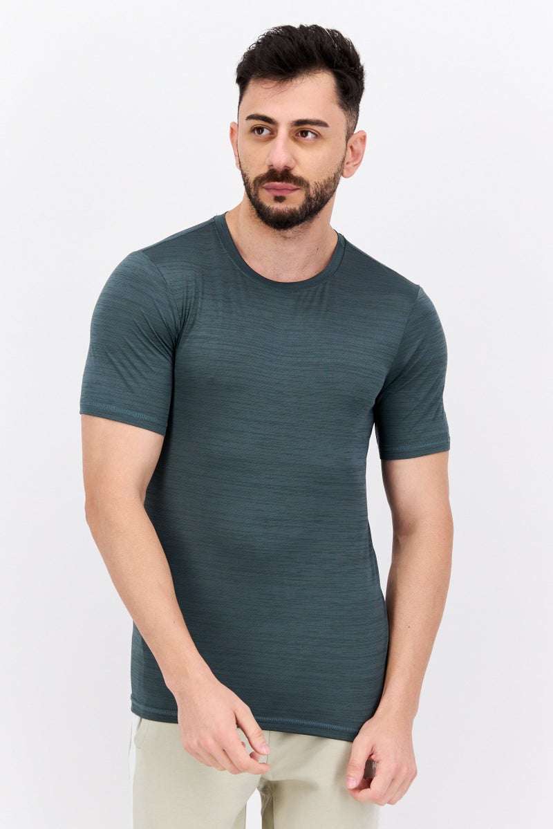 Layer 8 تي شيرت رياضي للرجال بأكمام قصيرة مناسب في الهواء الطلق، أخضر - Image 1