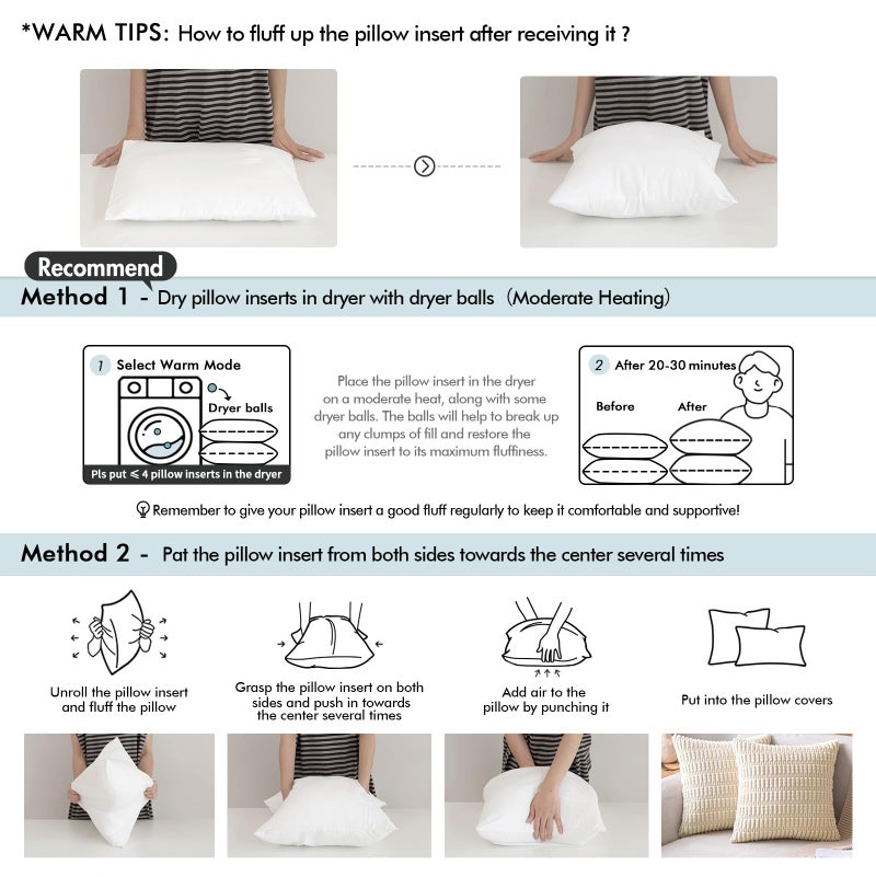 MIULEE MIULEE 26x26 Euro Pillow Inserts Set of 2 Throw Pillows 26 Inch Premium Down Alternative Pillow Inserts Decorative Pillow Stuffer for Sofa  Couch (26x26 inch  Set of 2)  - Image 5