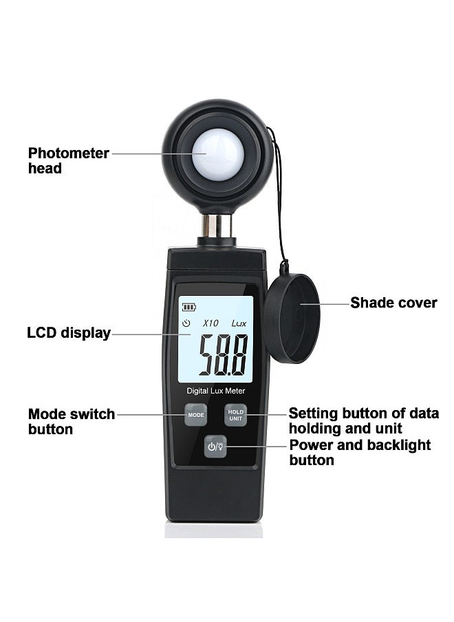 Generic - Light Meter Handheld Lux Meter for Ambient Light Intensity Monitoring Digital Photometer Range up to 200,000 Lux Photo Illuminance Sensor - Image 1