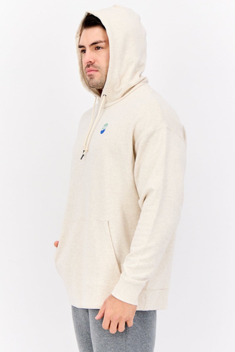 PUMA Men Relaxed Fit Embroidered Outdoor Hoodies, Beige Heather  - Image 3