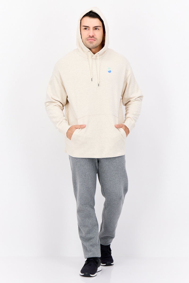 PUMA Men Relaxed Fit Embroidered Outdoor Hoodies, Beige Heather  - Image 4