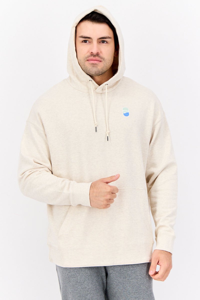 PUMA Men Relaxed Fit Embroidered Outdoor Hoodies, Beige Heather  - Image 1