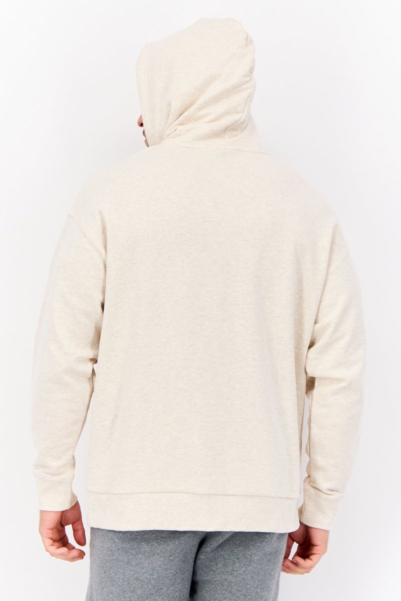 PUMA Men Relaxed Fit Embroidered Outdoor Hoodies, Beige Heather  - Image 2