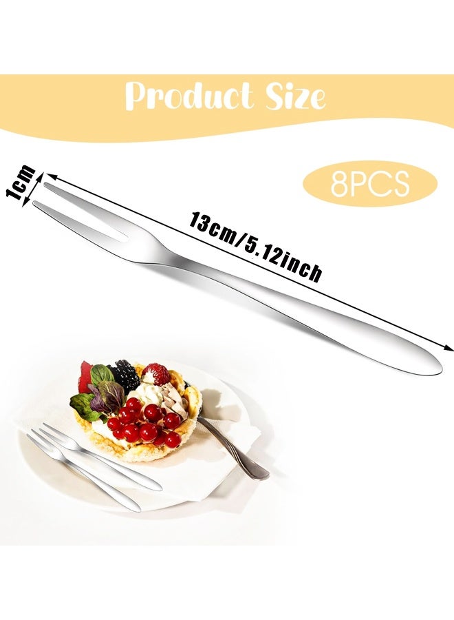 8 قطع شوك صغيرة للمقبلات وشوك فاكهة صغيرة للمقبلات والمعجنات والحلويات وشوك معدنية - Image 2