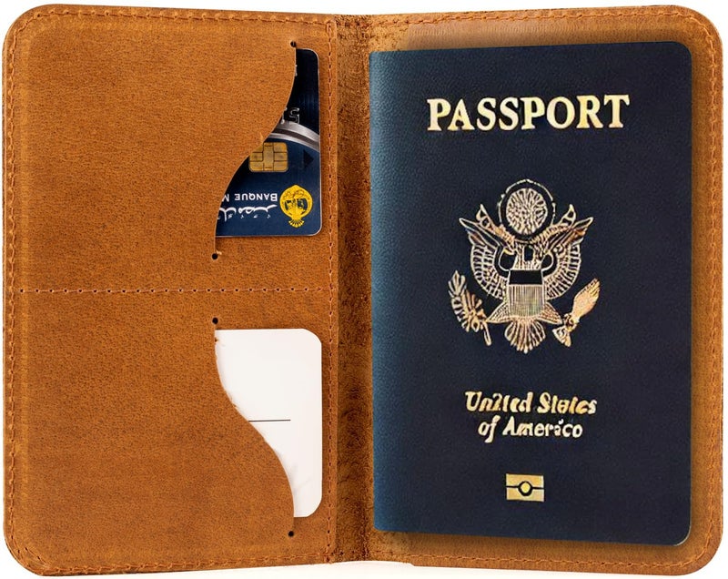Dipelle Di Pelle™ Handmade Genuine Leather Travel Wallet & Passport Holder – Slim Full-Grain Leather Passport Case with Card Slots and Document Pocket – Unisex Design (Havan) - Image 1