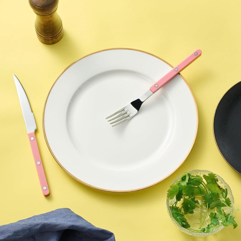 Khen Cutlery Set of 20 188 Stainless Steel Flatware Modern Silverware for Home Kitchen Dining  Table Setting for 4  Stainless Steel Dishwasher Safe Lightweight  Ergonomic Design Gift  Pink - Image 5