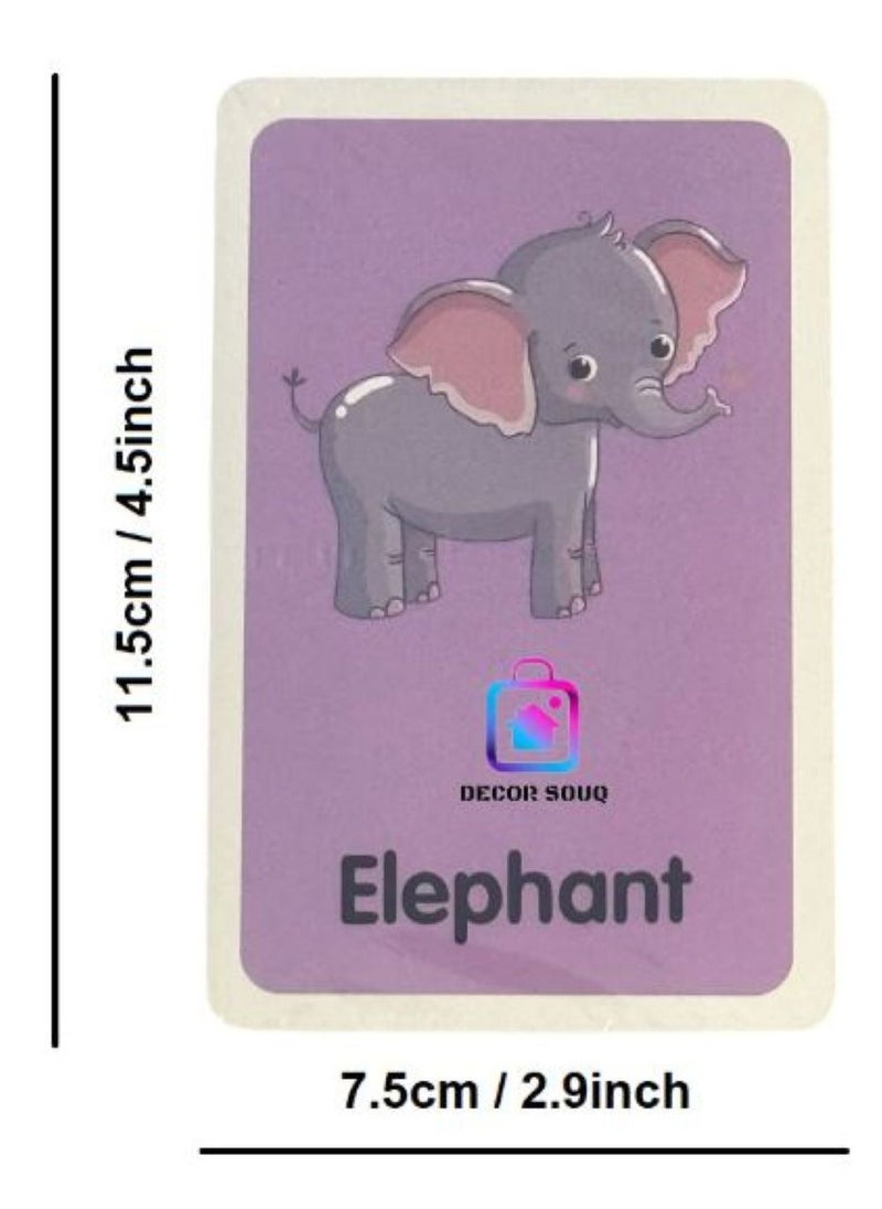 DECOR SOUQ 36 Animal-Themed Flashcards for Kids - Features Vibrant Illustrations of Diverse Wildlife - Educational Tool for Early Learning & Vocabulary Building - Sturdy and Easy-to-Handle Design for Toddlers and Preschoolers - Perfect for Home, School or Travel - Interactive and Engaging Activities for Fun Learning Experience  - Image 4