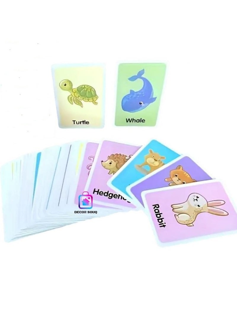 DECOR SOUQ 36 Animal-Themed Flashcards for Kids - Features Vibrant Illustrations of Diverse Wildlife - Educational Tool for Early Learning & Vocabulary Building - Sturdy and Easy-to-Handle Design for Toddlers and Preschoolers - Perfect for Home, School or Travel - Interactive and Engaging Activities for Fun Learning Experience  - Image 2