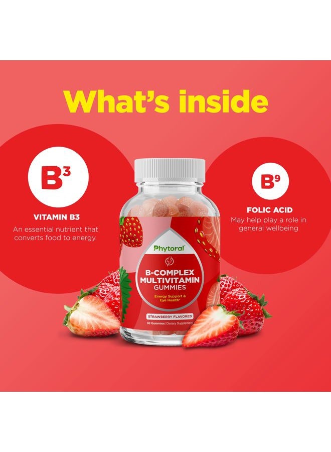 Phytoral Vitamin B Complex Gummies for Adults - Natural Energy Gummies with Vegan B Complex Vitamins for Energy Boost Eye Care and Brain Focus Aid -Super Vitamin B Complex Gummy Vitamins for Adults and Kids - Image 4