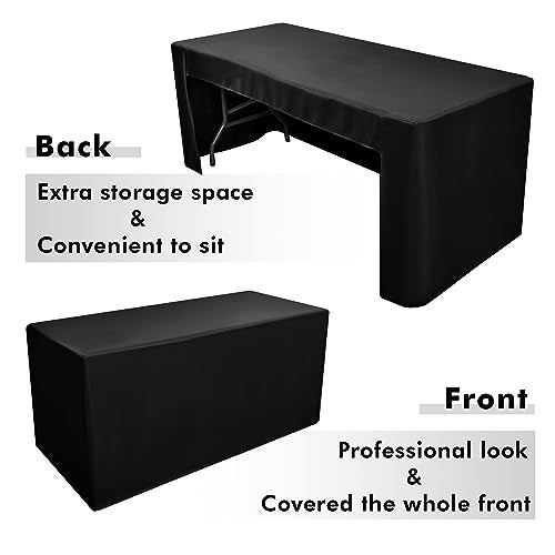 Nasitos 2 Pack Fitted Black Tablecloth for 4 Foot Tables - Open Back Washable Fabric Table Topper for Trade Show, Craft Show, Events, Vendor Booth - Image 4