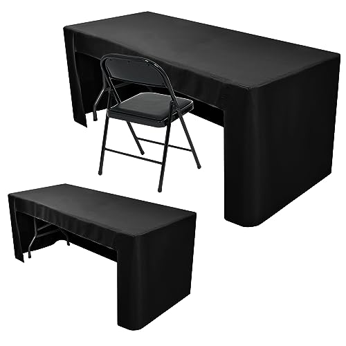 Nasitos 2 Pack Fitted Black Tablecloth for 4 Foot Tables - Open Back Washable Fabric Table Topper for Trade Show, Craft Show, Events, Vendor Booth - Image 1