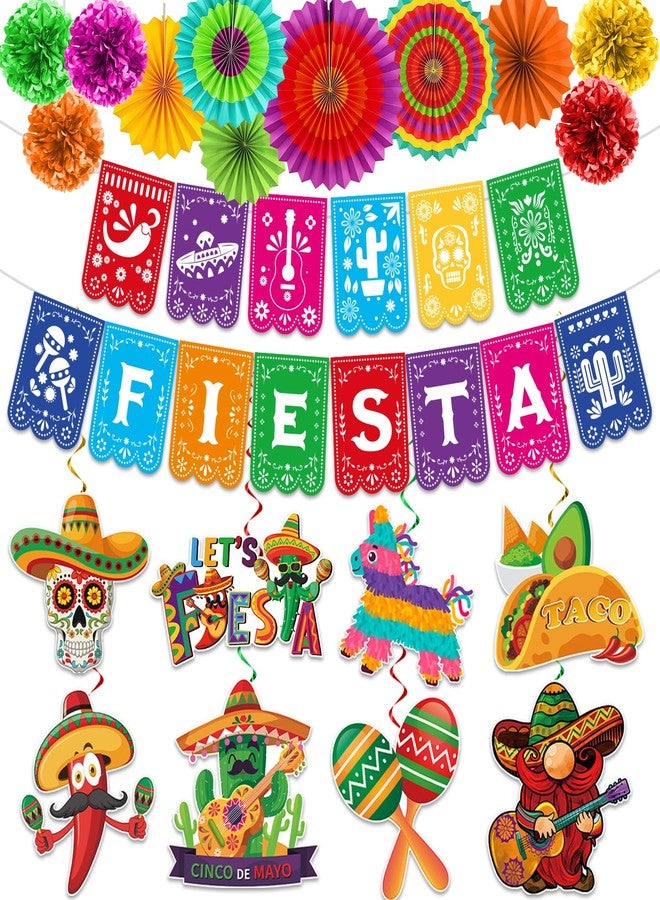 Biswiter Cinco De Mayo Party Decorations, Preassembly Mexican Themed Fiesta Party Banner Decorations with Pinata Hanging Swirls, Fiesta Party Decor Supply - Image 1