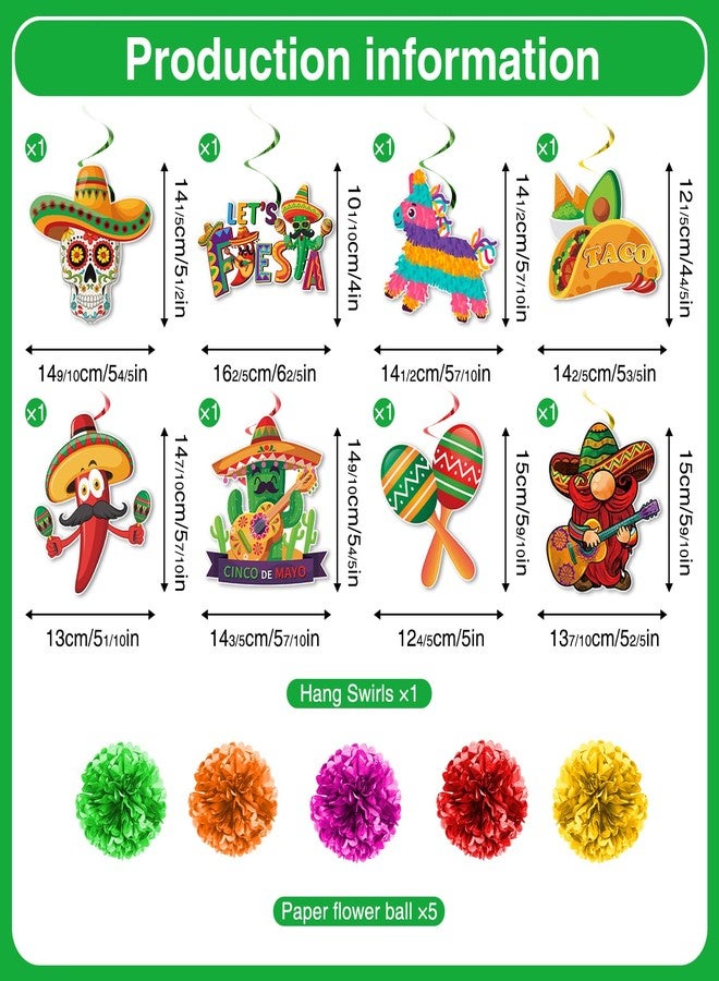 Biswiter Cinco De Mayo Party Decorations, Preassembly Mexican Themed Fiesta Party Banner Decorations with Pinata Hanging Swirls, Fiesta Party Decor Supply - Image 5