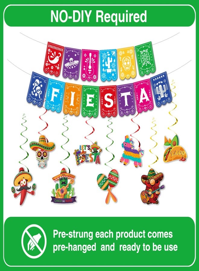 Biswiter Cinco De Mayo Party Decorations, Preassembly Mexican Themed Fiesta Party Banner Decorations with Pinata Hanging Swirls, Fiesta Party Decor Supply - Image 4