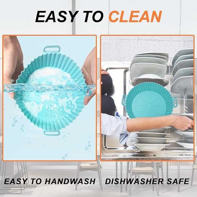 CHITDAX Air Fryer Silicone Pot Square Liners Reusable NonStick Basket Baking Tray Heat Resistant Airfryer Oven Accessories Grill Pan for Healthy Cooking Multi Color 5PCS - Image 3