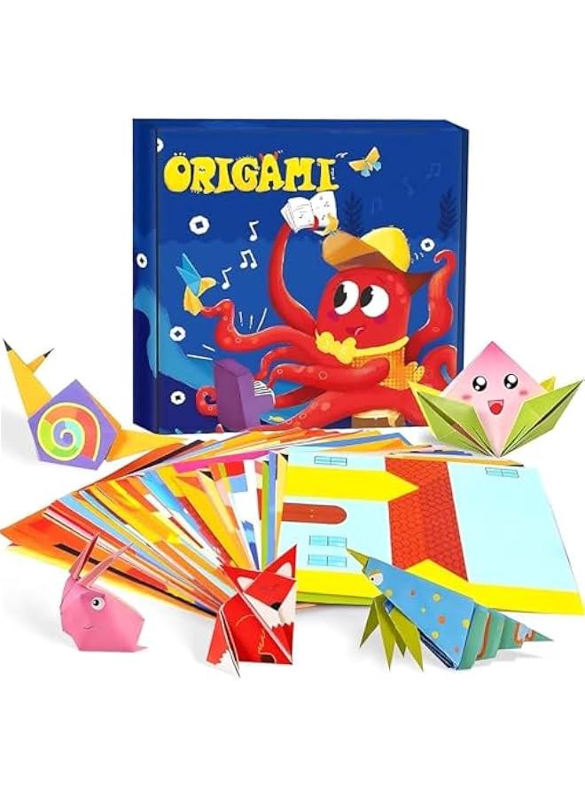 Captaintech Origami Paper,108 Origami Paper Kit, Origami Kit For Kids Ages 8-12, Origami Book 54 Colored Projects, Arts And Crafts For School Class Craft Lessons  Gifts For Boys & Girls - Image 1