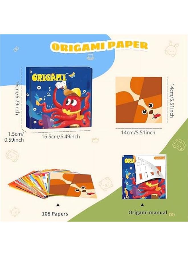 Captaintech Origami Paper,108 Origami Paper Kit, Origami Kit For Kids Ages 8-12, Origami Book 54 Colored Projects, Arts And Crafts For School Class Craft Lessons  Gifts For Boys & Girls - Image 2