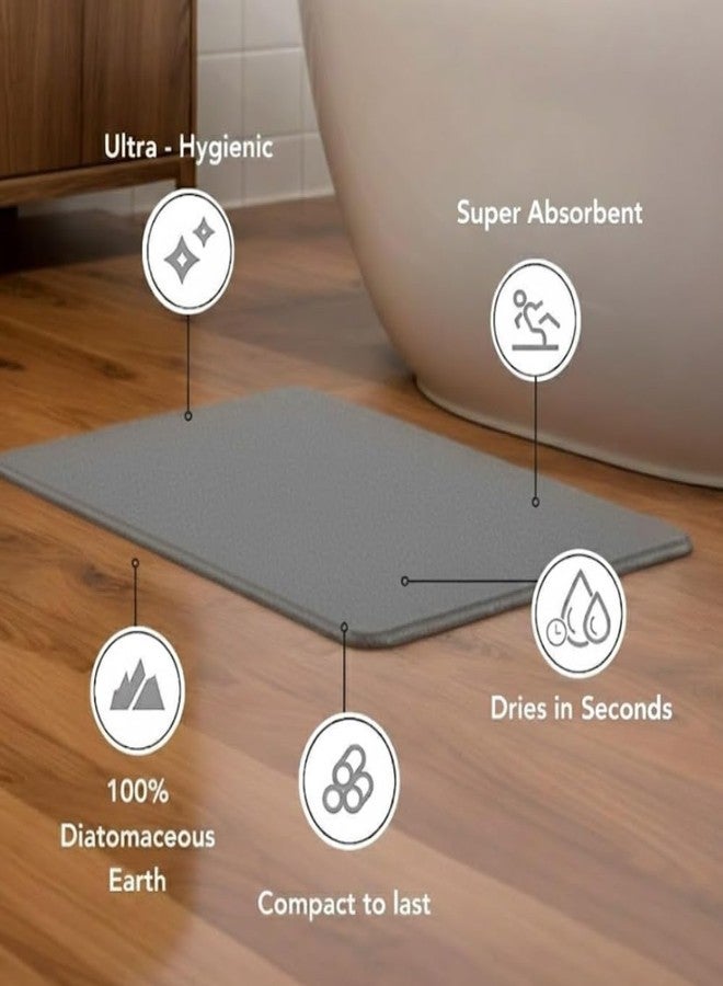 SMILEDRIVE® Stone Mat for Bathroom - Stone Bath Mat Quick Dry Anti Skid, Super Absorbent Diatomite Non Slip Shower Mat for Floor (45 x 35 cm, Grey) - Image 2