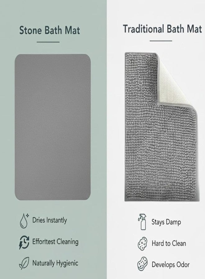 SMILEDRIVE® Stone Mat for Bathroom - Stone Bath Mat Quick Dry Anti Skid, Super Absorbent Diatomite Non Slip Shower Mat for Floor (45 x 35 cm, Grey) - Image 5