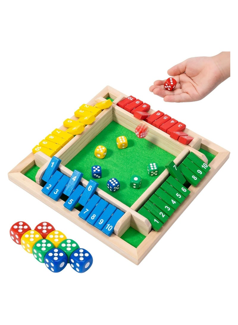 Shut The Box Dice Game, 2-4 Player Family Wooden Board Table Math Funny Games for Adults and Kids, 8 Dices Classics Creative Tabletop Version Games for Classroom,Home,Party - Image 1