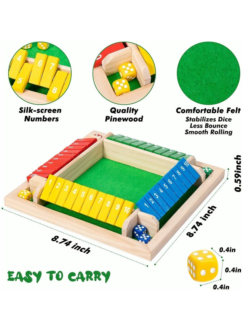 Shut The Box Dice Game, 2-4 Player Family Wooden Board Table Math Funny Games for Adults and Kids, 8 Dices Classics Creative Tabletop Version Games for Classroom,Home,Party - Image 2