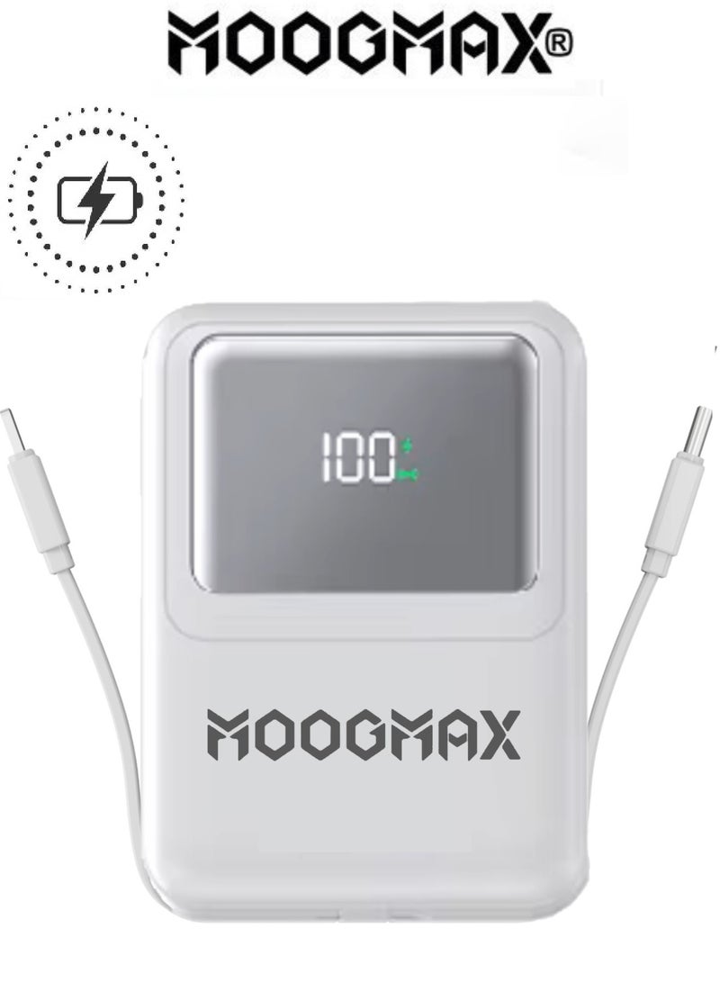 موجماكس باور بانك لاسلكي 10000 مللي امبير. شاحن متنقل صغير جدا بكيابل مدمجة (شاحن تايب سي& شاحن يو اس بي). باور بنك يدعم الشحن اللاسلكي ماج سيف. باور بانك مغناطيسي بقوة شحن سلكي 22.5 واط. بطاريه متنقله بشاشة رقمية. شاحن لاسلكي ايفون، سامسونج، هواوي، شومي وغيرها. - Image 1