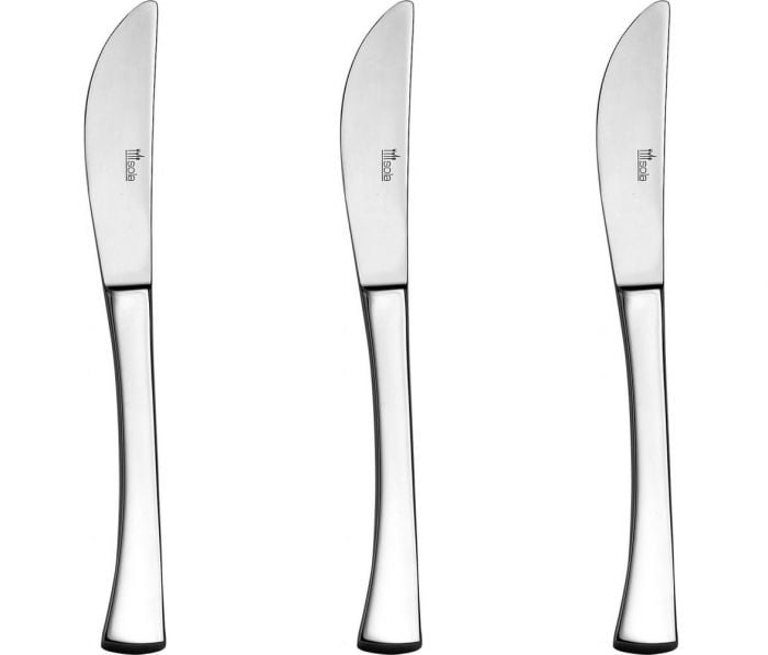 سولا سكاكين طعام ستانلس ستيل، 3 قطع، تصميم هولندي، سن خفيف، تصميم عملي - فضي