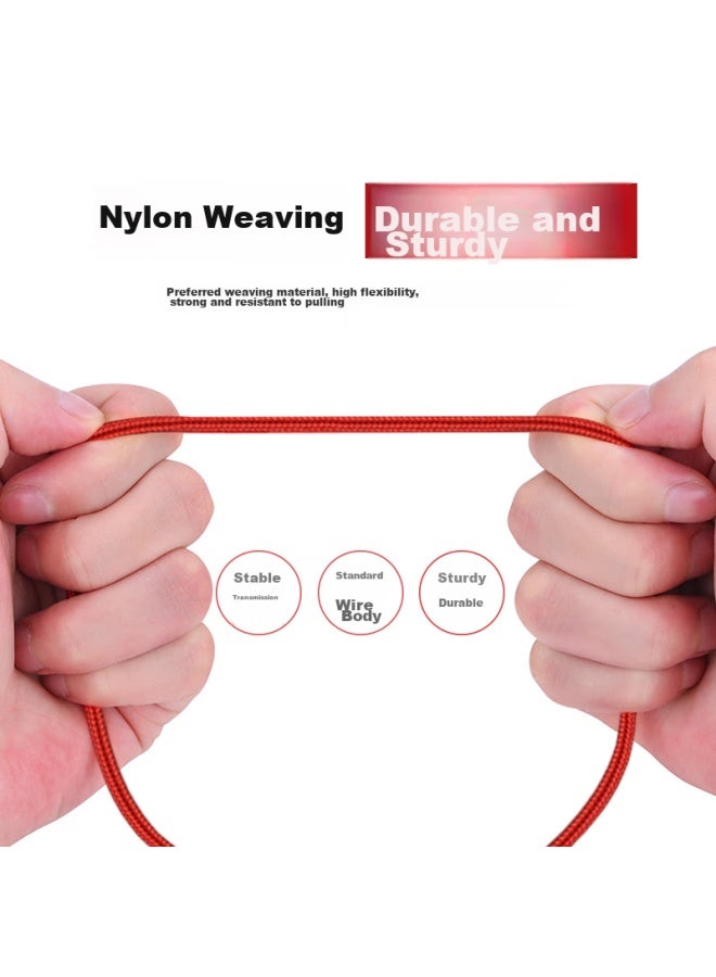 LINGCHEN Data Cable Three-in Apple Type-c Android Phone Charger Cable With Three-head Adapter For Iphone 14/13/12, Car Power Cord, 1.2 Meters, Red - Image 4