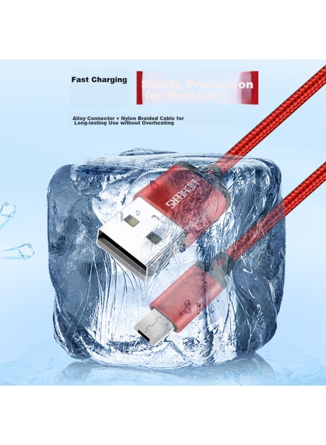 LINGCHEN Data Cable Three-in Apple Type-c Android Phone Charger Cable With Three-head Adapter For Iphone 14/13/12, Car Power Cord, 1.2 Meters, Red - Image 3