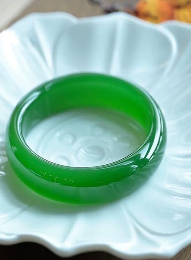 URED سوار من اليشم الأخضر من URED للنساء، سوار فنغ شوي لجلب الحظ والثروة والشفاء، سوار دائري أنيق من حجر اليشم الأخضر (مقاس 1، 64-65 مم) - Image 5