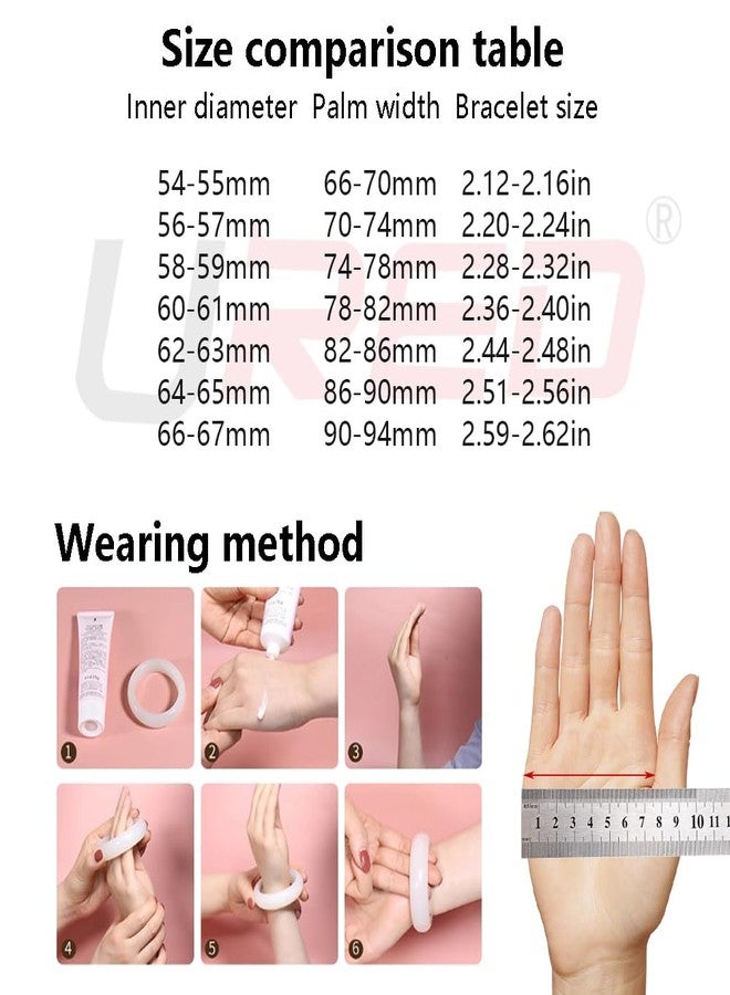 URED سوار من اليشم الأخضر من URED للنساء، سوار فنغ شوي لجلب الحظ والثروة والشفاء، سوار دائري أنيق من حجر اليشم الأخضر (مقاس 1، 64-65 مم) - Image 2