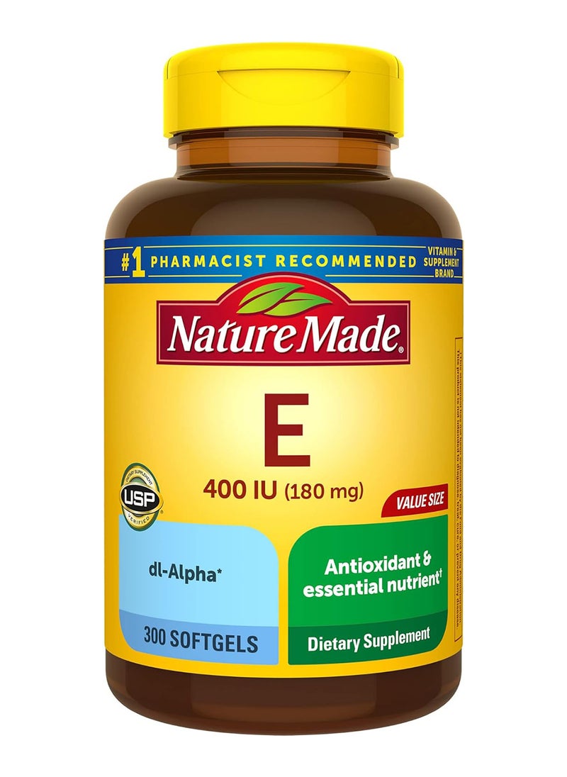 Nature Made - Vitamin E 180 Mg 400 Iu Dlalpha Dietary Supplement For Antioxidant Support 300 Softgels 300 Day Supply - Image 1