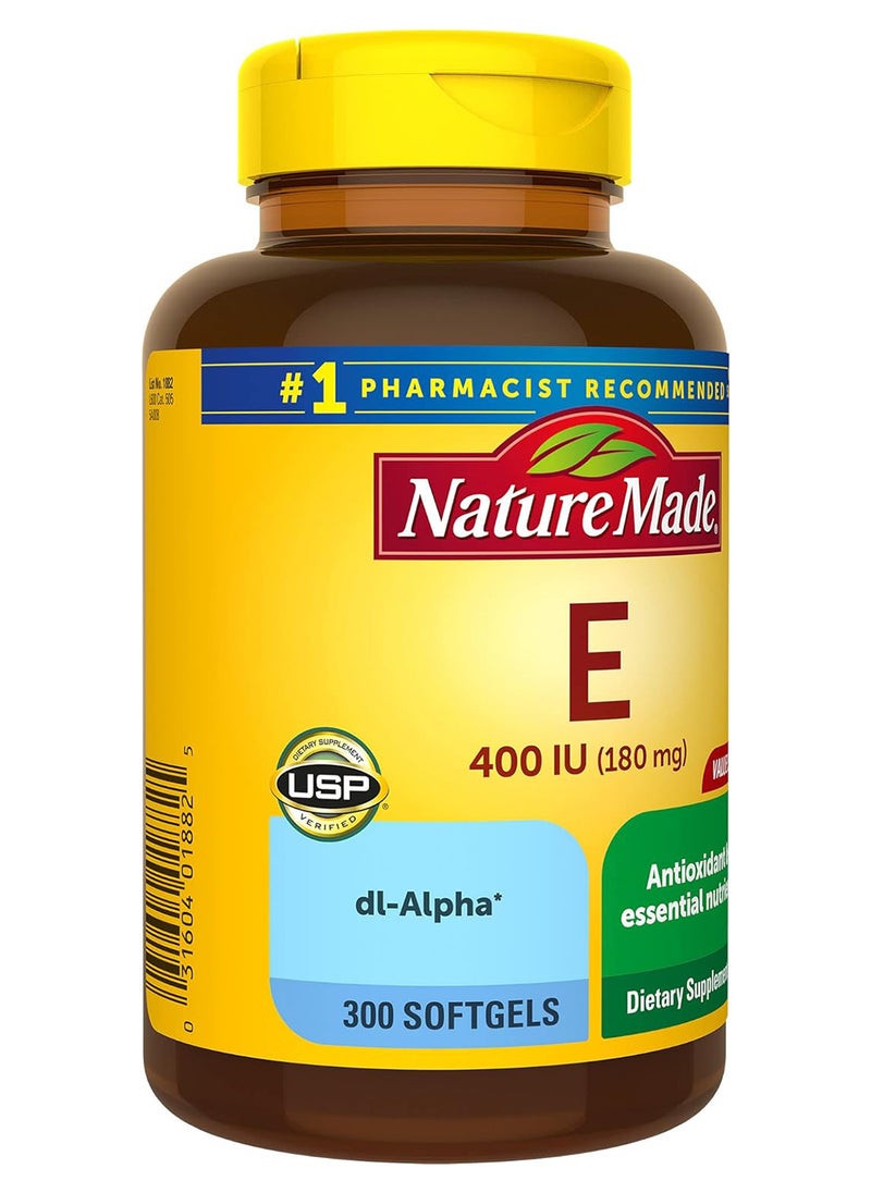 Nature Made - Vitamin E 180 Mg 400 Iu Dlalpha Dietary Supplement For Antioxidant Support 300 Softgels 300 Day Supply - Image 1