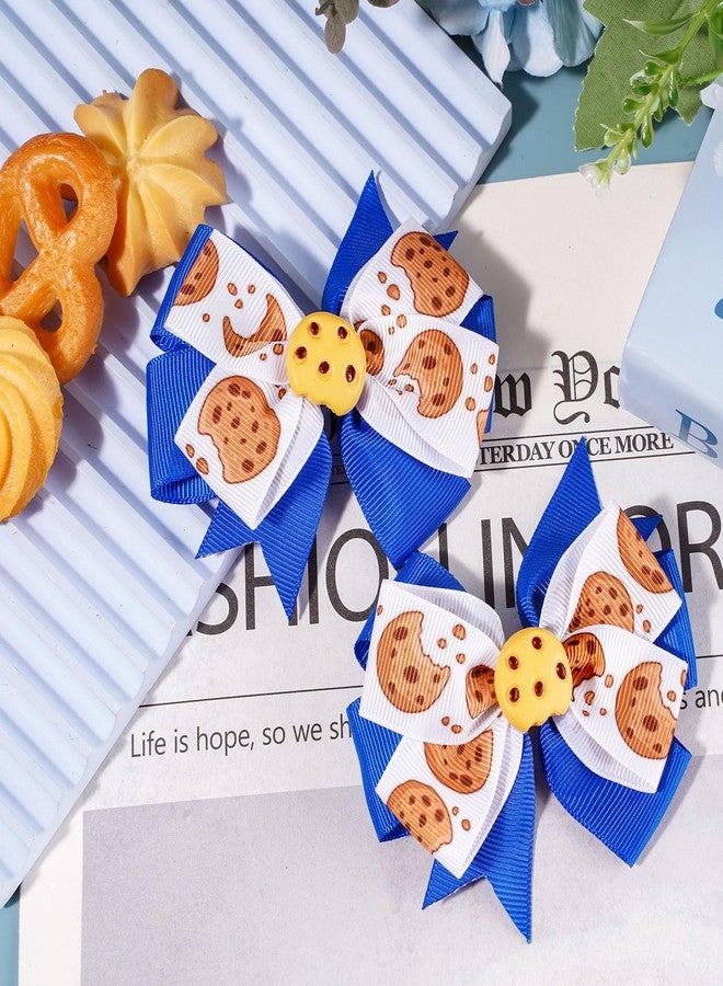 Whaline 2Pcs 3.7Inch Chocolate Cookie Hair Clips Cute Animation Hair Barrettes Grosgrain Ribbon Alligator Clips for Street Theme Party Home Women Hairstyle Accessories - Image 4