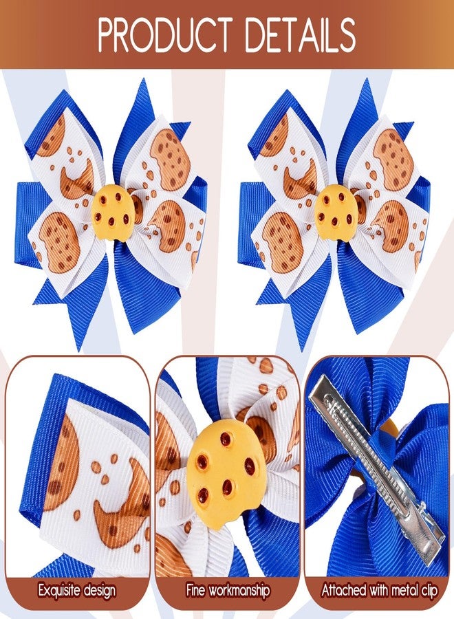 Whaline 2Pcs 3.7Inch Chocolate Cookie Hair Clips Cute Animation Hair Barrettes Grosgrain Ribbon Alligator Clips for Street Theme Party Home Women Hairstyle Accessories - Image 3