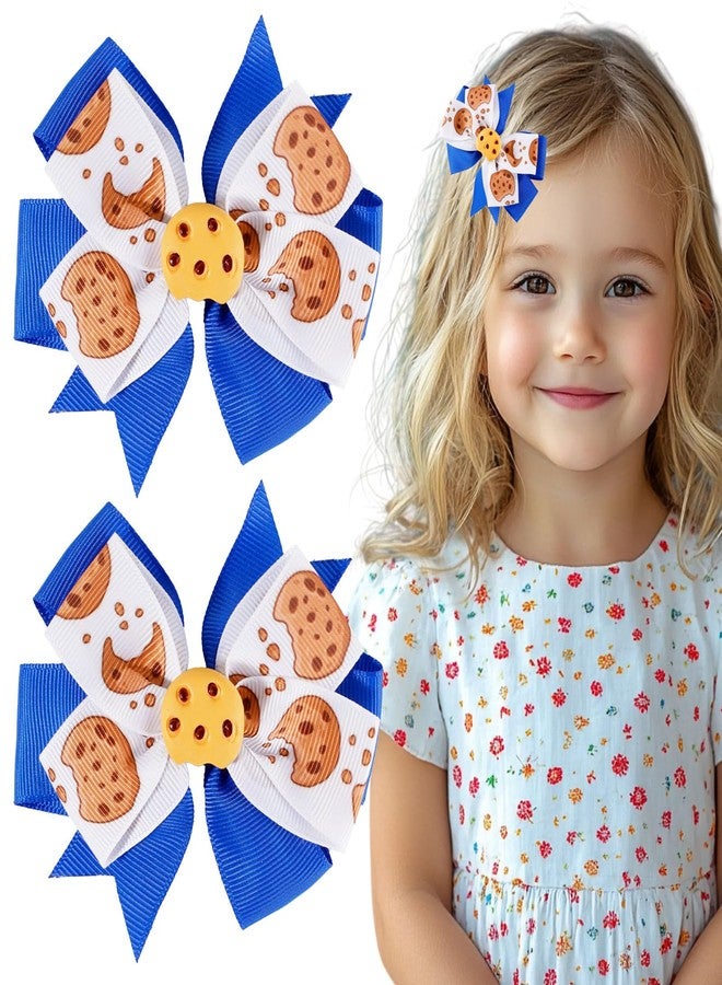 Whaline 2Pcs 3.7Inch Chocolate Cookie Hair Clips Cute Animation Hair Barrettes Grosgrain Ribbon Alligator Clips for Street Theme Party Home Women Hairstyle Accessories - Image 1