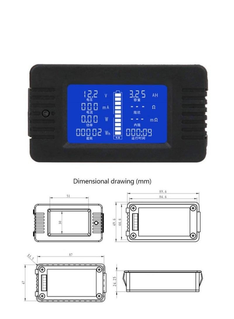 Battery Test Detector, 0-200V LCD Digital Display Multifunctional Battery Meter, with 300A Shunt, 1% Measurement Accuracy(300A), Process and Current Calibrators  - Image 4