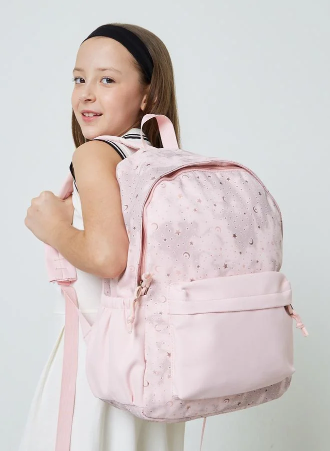 ستايلي Teen Girls Stars and Moon Print Backpack